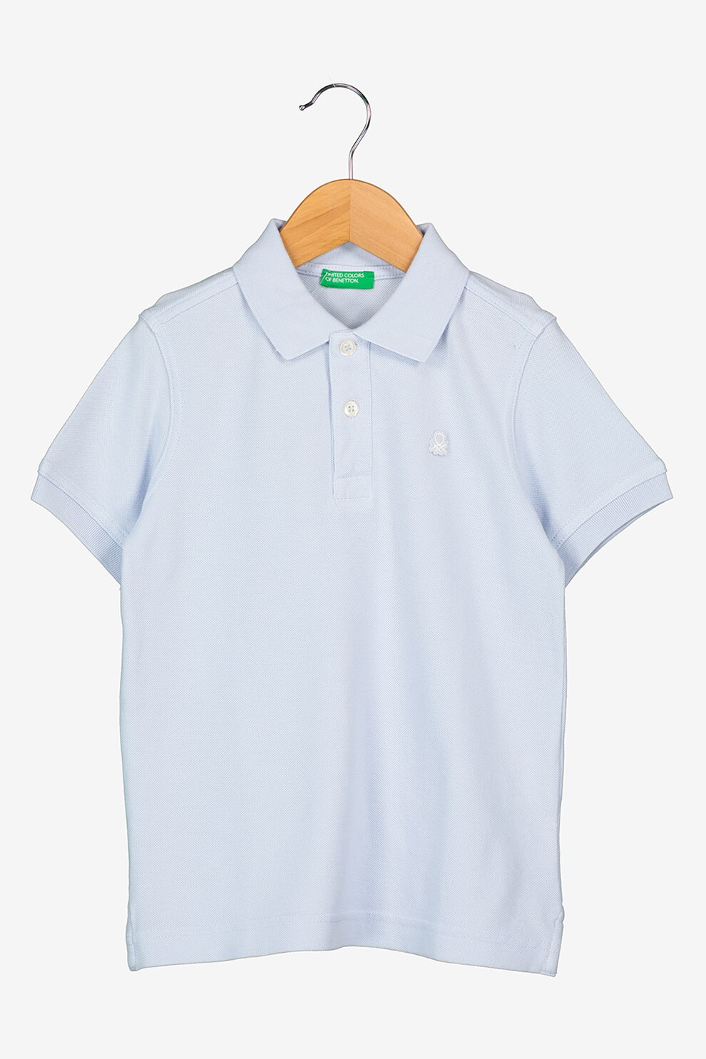 United Colors of Benetton, Tricou din bumbac organic cu detaliu logo brodat, Albastru pastel
