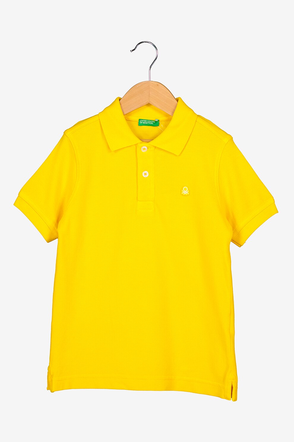 United Colors of Benetton, Tricou din bumbac organic cu detaliu logo brodat, Galben sofran