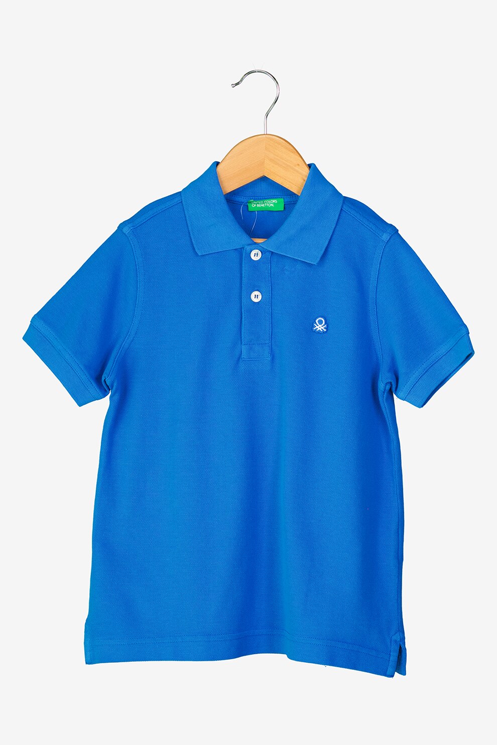 United Colors of Benetton, Tricou din bumbac organic cu detaliu logo brodat, Albastru
