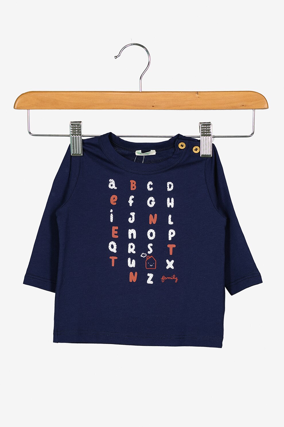 United Colors of Benetton, Bluza din bumbac organic cu imprimeu, Bleumarin/Rosu inchis/Alb, 62 CM