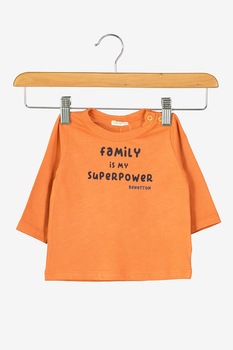 United Colors of Benetton, Bluza din bumbac organic cu imprimeu, Oranj persan, 62 CM United Colors of Benetton, Bluza din bumbac organic cu imprimeu, Oranj persan, 62 CM