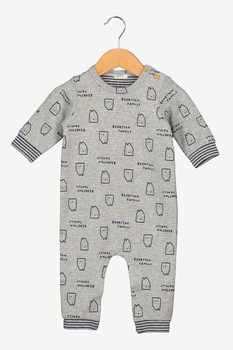 United Colors of Benetton, Salopeta din bumbac cu imprimeu, Gri/Bleumarin inchis United Colors of Benetton, Salopeta din bumbac cu imprimeu, Gri/Bleumarin inchis