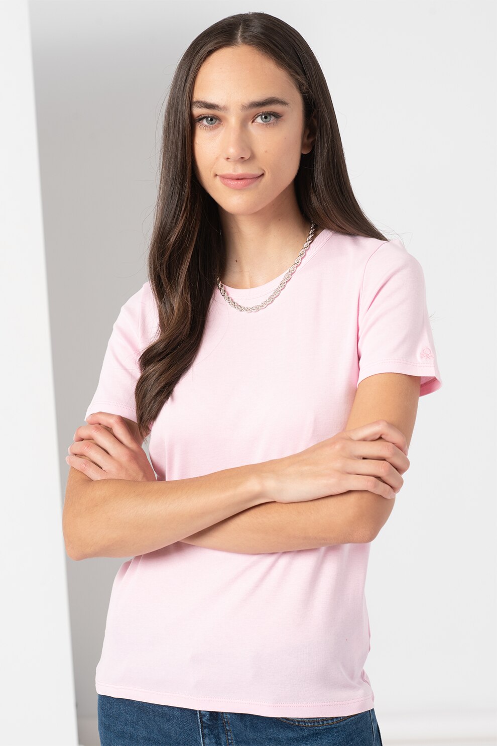 United Colors of Benetton, Tricou cu decolteu rotund, Roz pastel