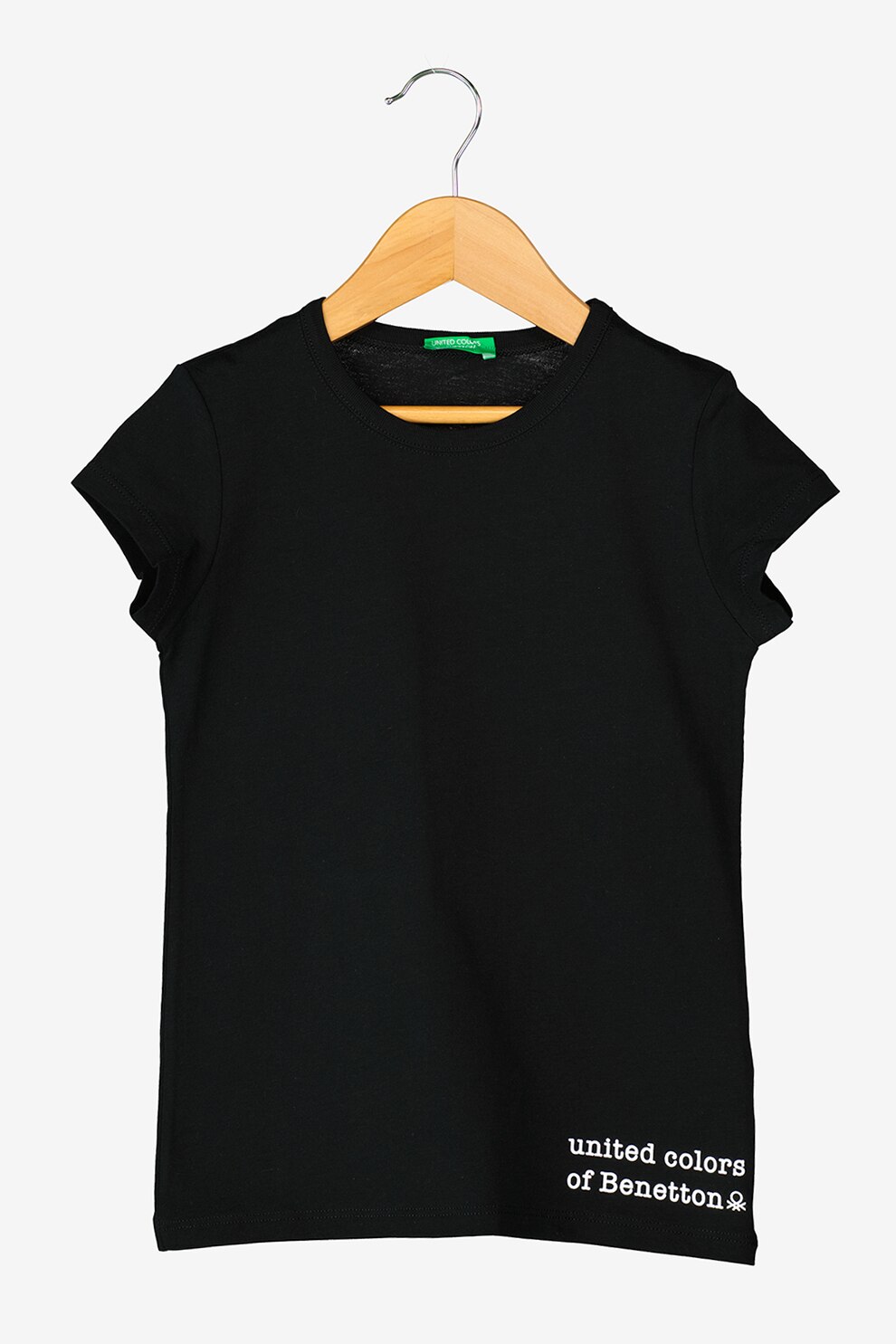 United Colors of Benetton, Tricou cu detaliu logo, Negru/Alb