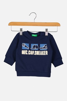 United Colors of Benetton, Bluza sport cu imprimeu text, Bleumarin/Alb prafuit United Colors of Benetton, Bluza sport cu imprimeu text, Bleumarin/Alb prafuit