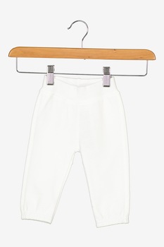 United Colors of Benetton, Pantaloni din bumbac cu talie elastica, Alb/Gri