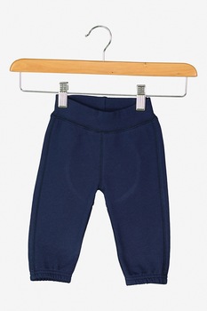 United Colors of Benetton, Pantaloni din bumbac cu talie elastica, Bleumarin/Alb