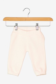 United Colors of Benetton, Pantaloni din bumbac cu talie elastica, Roz pal/Alb