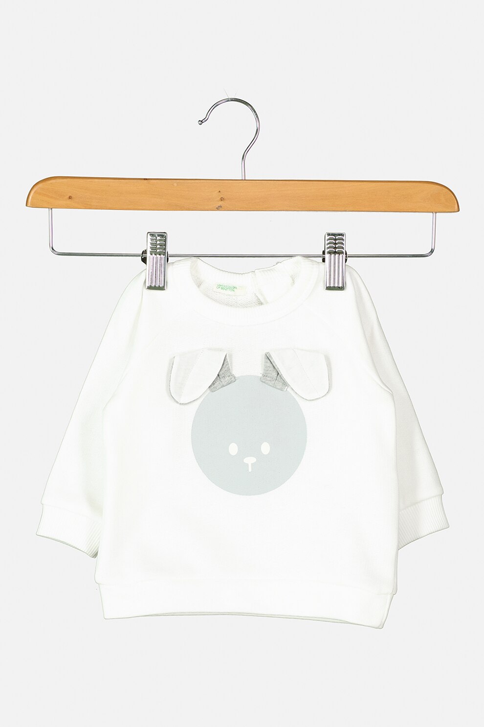 United Colors of Benetton, Bluza sport din bumbac organic cu maneci raglan, Alb/Gri