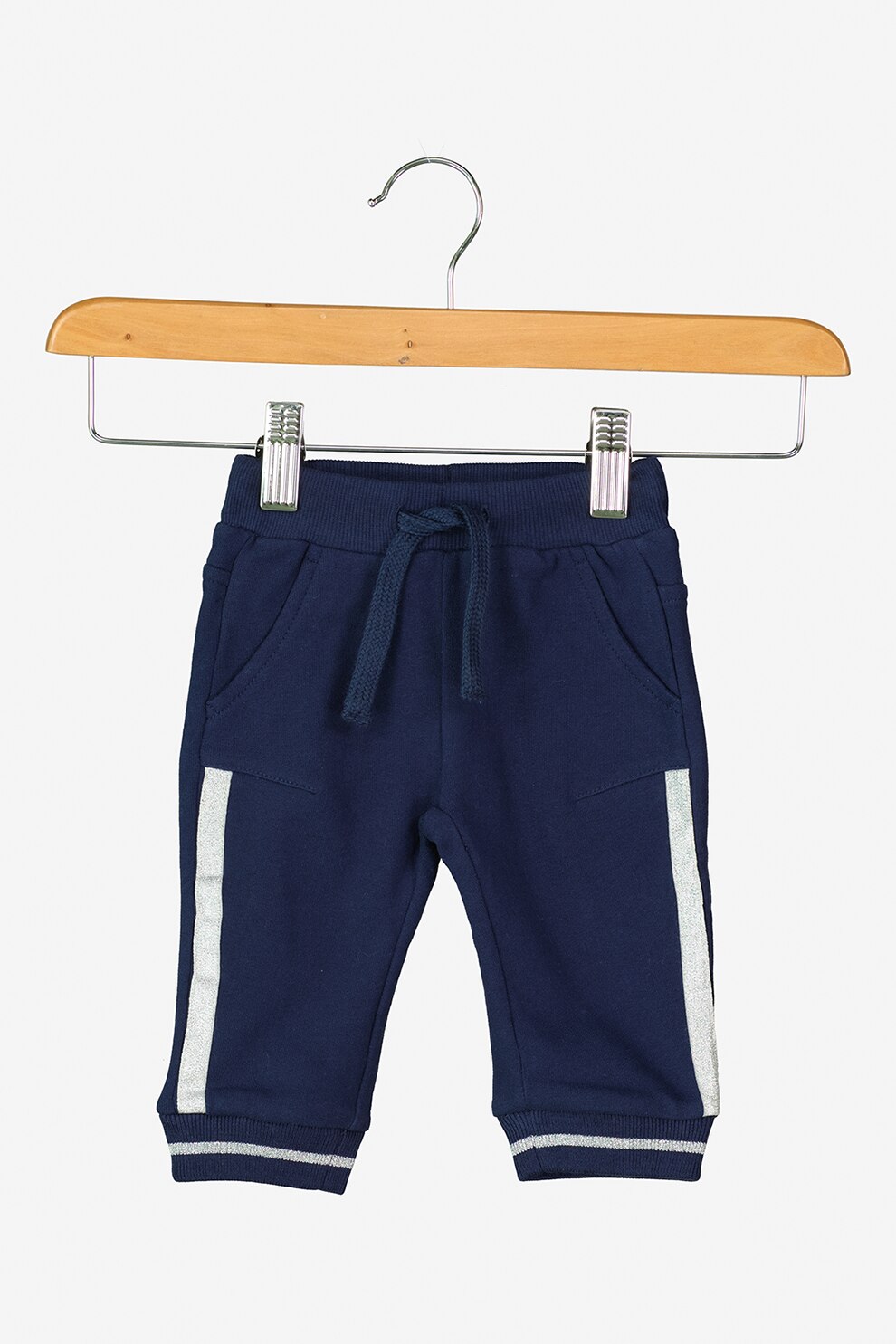 United Colors of Benetton, Pantaloni sport cu talie elastica, Bleumarin/Argintiu