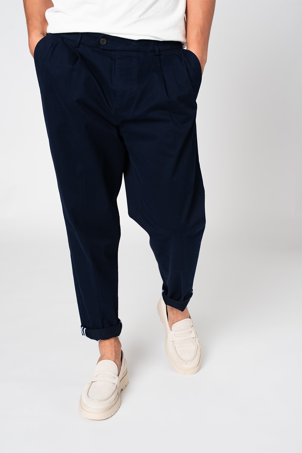 United Colors of Benetton, Pantaloni chino conici de bumbac, Bleumarin, XL