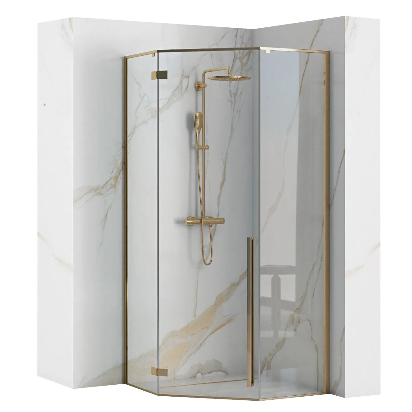 Cabina dus Rea Diamond Gold 90X90 cm