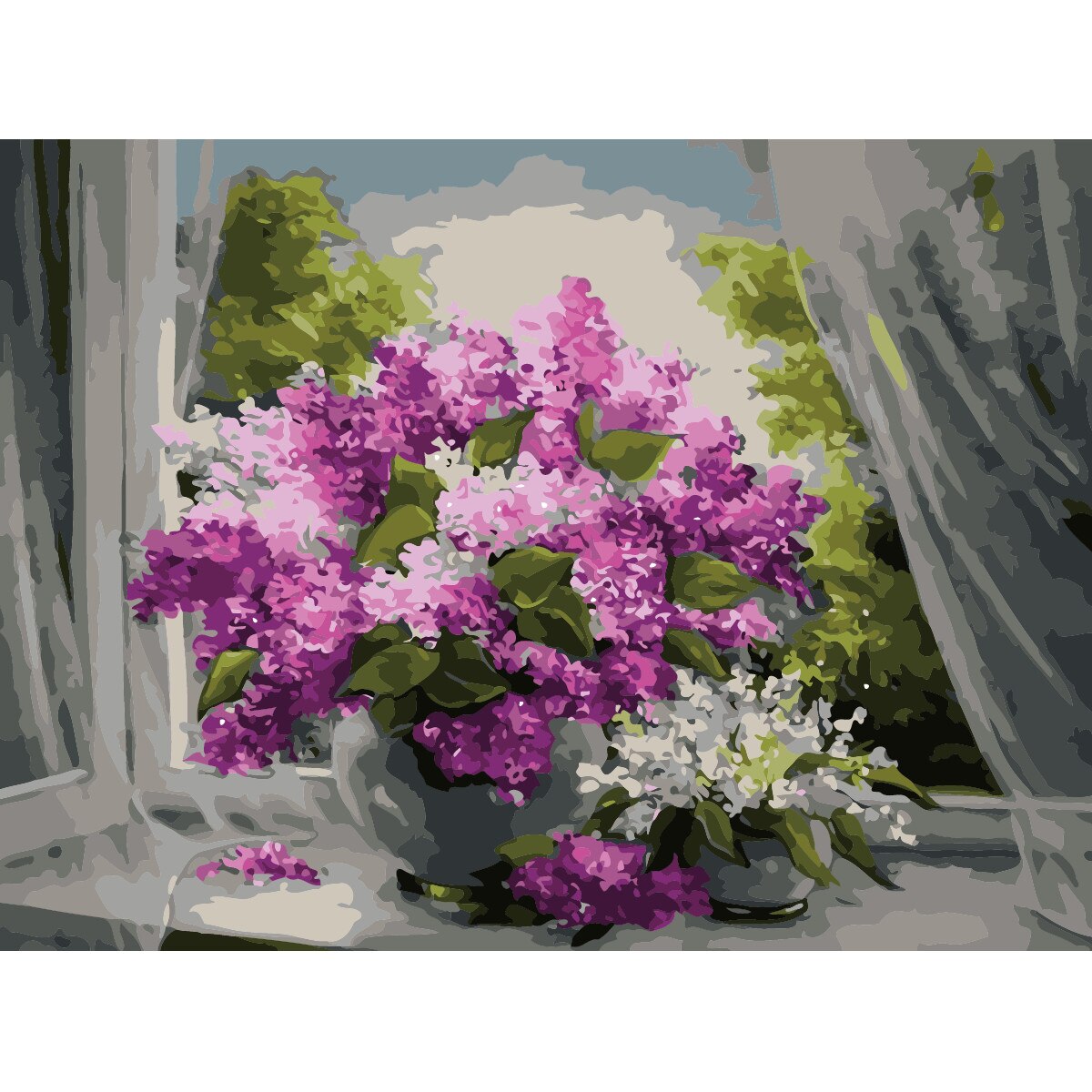 Set pictura pe numere flori de primavara ppn48, 40x50cm, panza fara rama