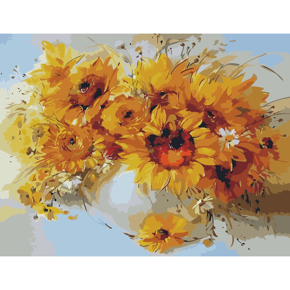 Set pictura pe numere flori ppn45, 40x50cm, panza fara rama