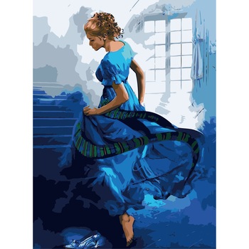 Set pictura pe numere femeie in albastru ppn50, 40x50cm, panza fara rama Set pictura pe numere femeie in albastru ppn50, 40x50cm, panza fara rama