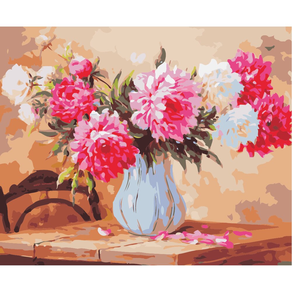 Set pictura pe numere flori ppn63, 40x50cm, panza fara rama