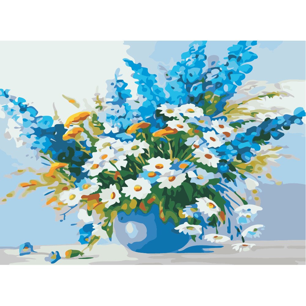 Set pictura pe numere flori ppn80, 40x50cm, panza fara rama