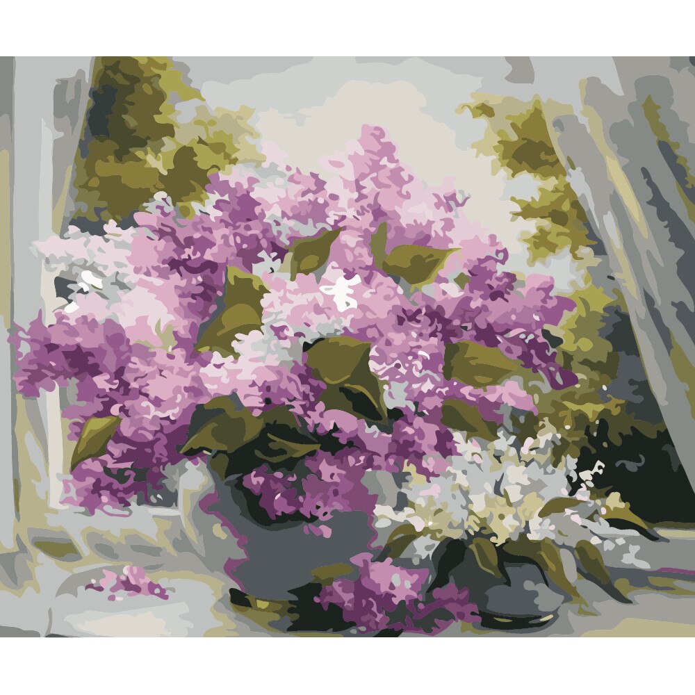 Set pictura pe numere flori ppn83, 40x50cm, panza fara rama