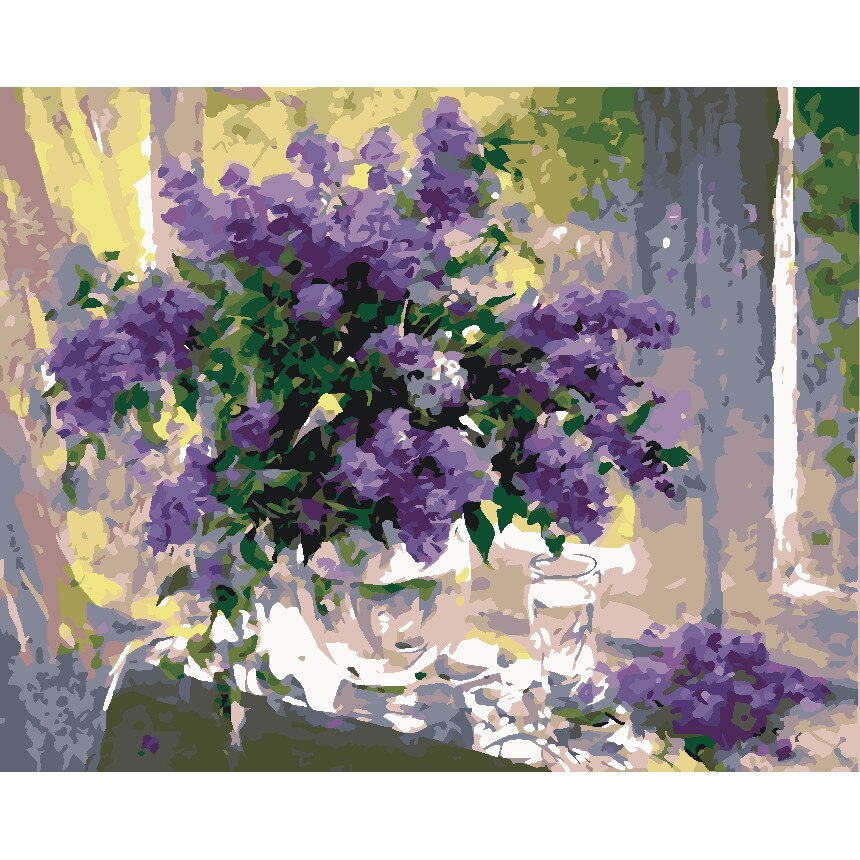 Set pictura pe numere flori ppn90, 40x50cm, panza fara rama