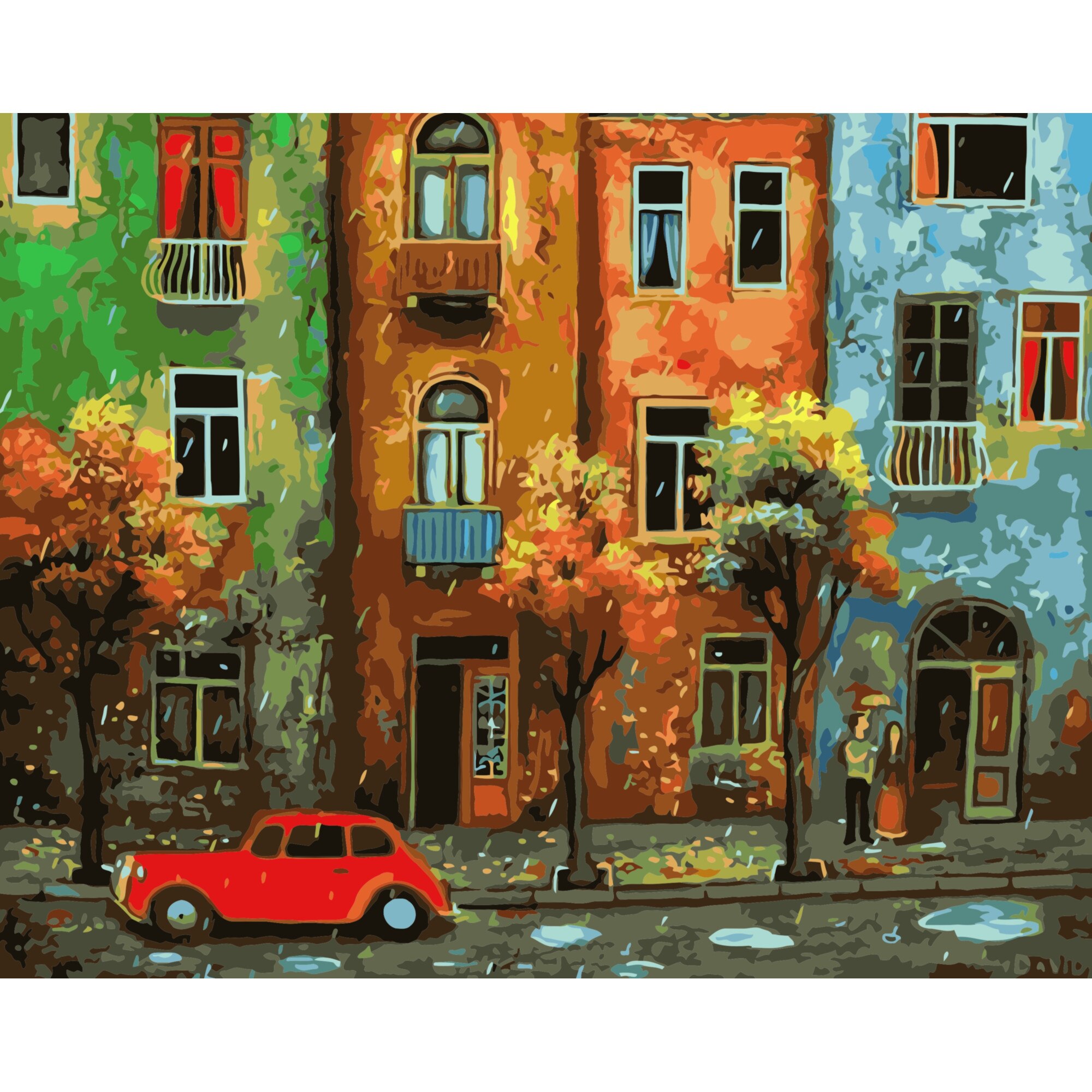 Set pictura pe numere case colorate ppn92, 40x50cm, panza fara rama ...