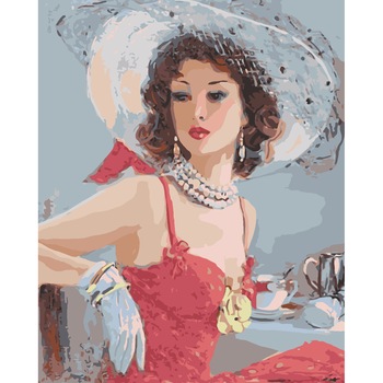 Set pictura pe numere domnisoara cu palarie ppn108, 40x50cm, panza fara rama Set pictura pe numere domnisoara cu palarie ppn108, 40x50cm, panza fara rama