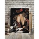 Set pictura pe numere Fata cu palarie 1141, panza bumbac pe rama lemn, 40x50, tablou cu schita, 3 pensule si vopsea acrilica