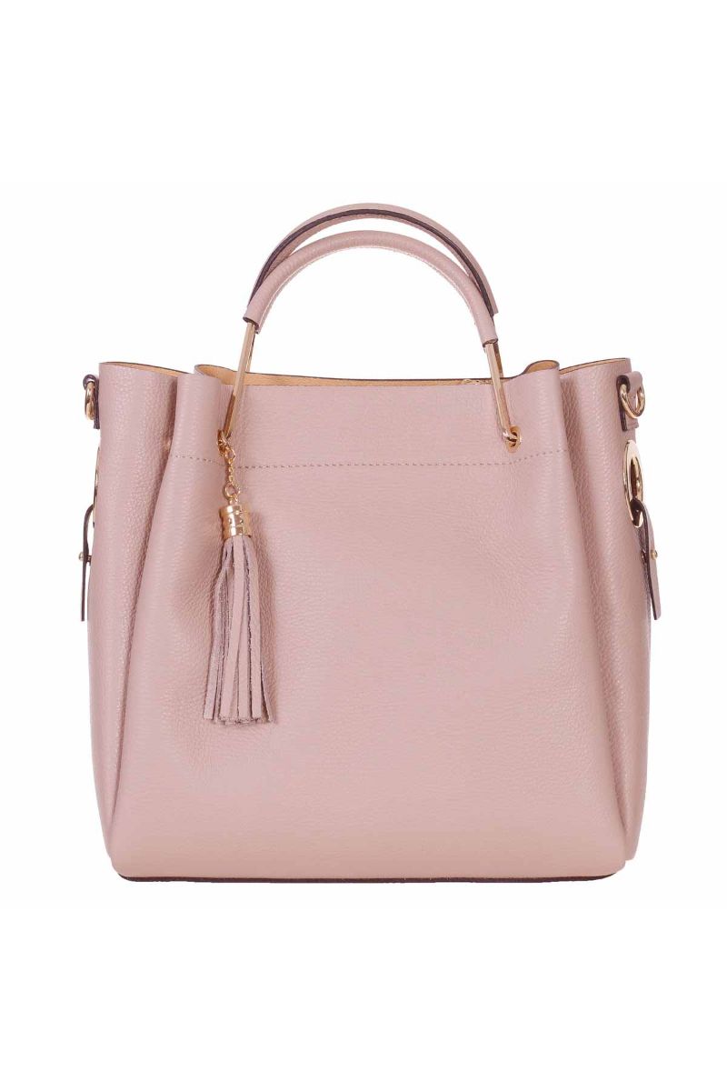 Geanta Dama Eleganta, Sabrine, Kim, Piele Naturala, Nude Roze, 32 x 14 x 30 cm