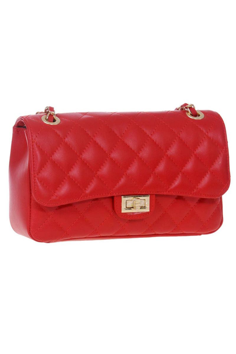 Geanta Dama de Umar Eleganta, Sabrine, Aidin, Matlasata, Piele Naturala, Rosu, 27 x 8 x 19 cm