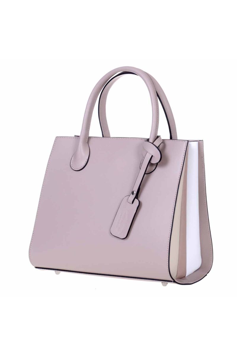 Geanta Dama Eleganta de mana cu bareta detasabila pentru umar, Sabrine, Brunella, Piele Naturala, Roz, 31 x 14 x 25 cm