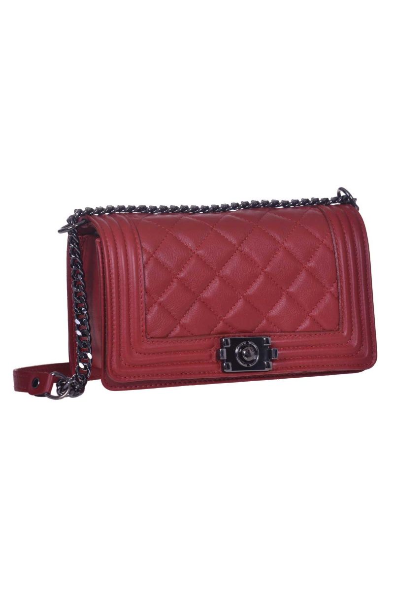 Geanta Dama de Umar cu aspect matlasat, Sabrine, Luce, Piele Naturala, Rosu, 25 x 8 x 14 cm