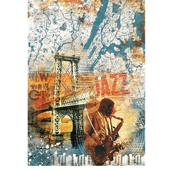 Hartie de orez decoupage, Ciao Bella, coala, model Jazz, A4, 297 x 210 mm Hartie de orez decoupage, Ciao Bella, coala, model Jazz, A4, 297 x 210 mm