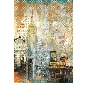 Hartie de orez decoupage, Ciao Bella, coala, model New York, A4, 297 x 210 mm Hartie de orez decoupage, Ciao Bella, coala, model New York, A4, 297 x 210 mm