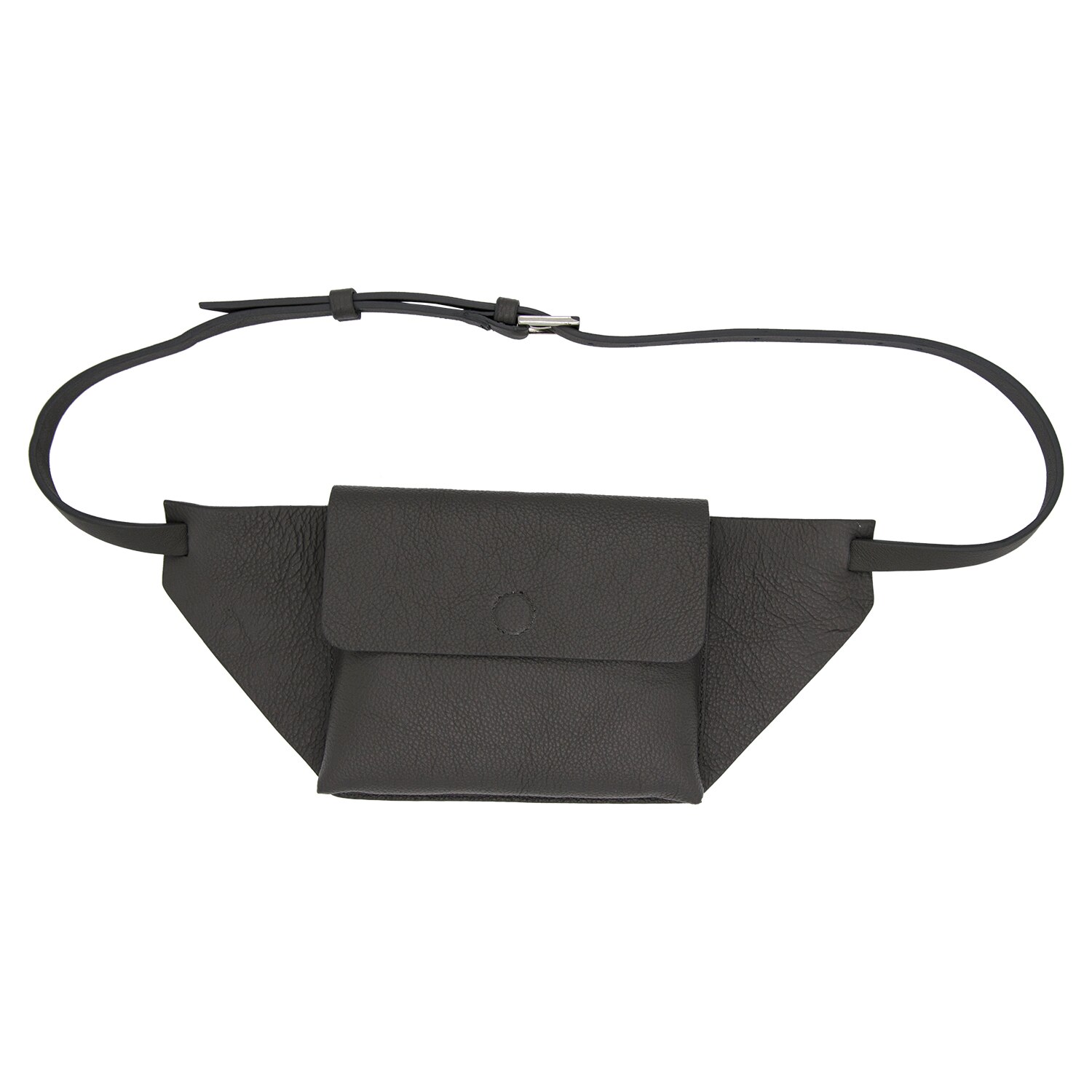 Borseta dama, din piele naturala, curea reglabila, pentru brau si piept, gri, Unika