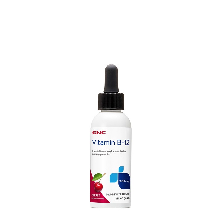 GNC Vitamina B-12 Lichida, cu Aroma Naturala de Cirese, 60 ml