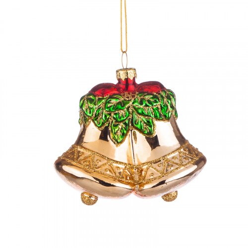 Glob de clopotele, Dims92, L168, Sticla, Inaltime 8cm, Auriu