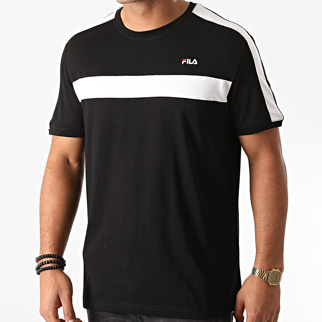 Tricou Fila Anastas, Bumbac, Imprimeu logo, Alb/Negru