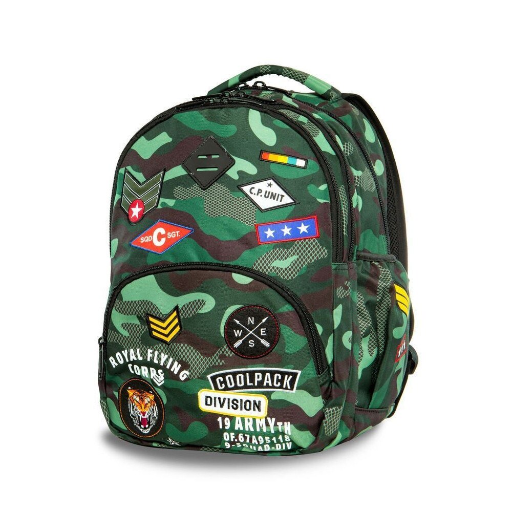 Ghiozdan CoolPack Bentley Camo Green Badges, 46 х 32,5 х 20 cm, Multicolor
