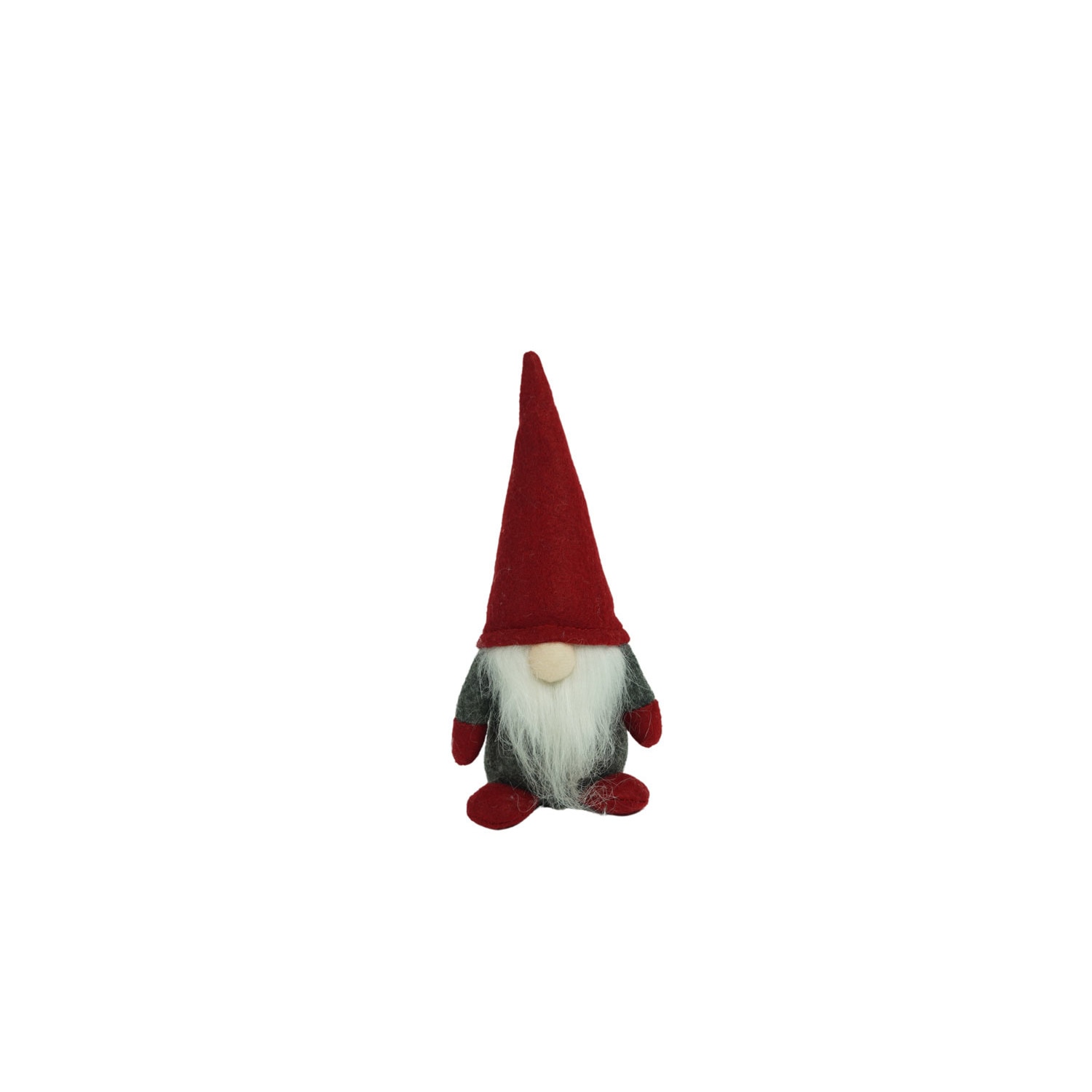Ornament de Craciun gnom, Flippy, gri/rosu, textil, 12 cm