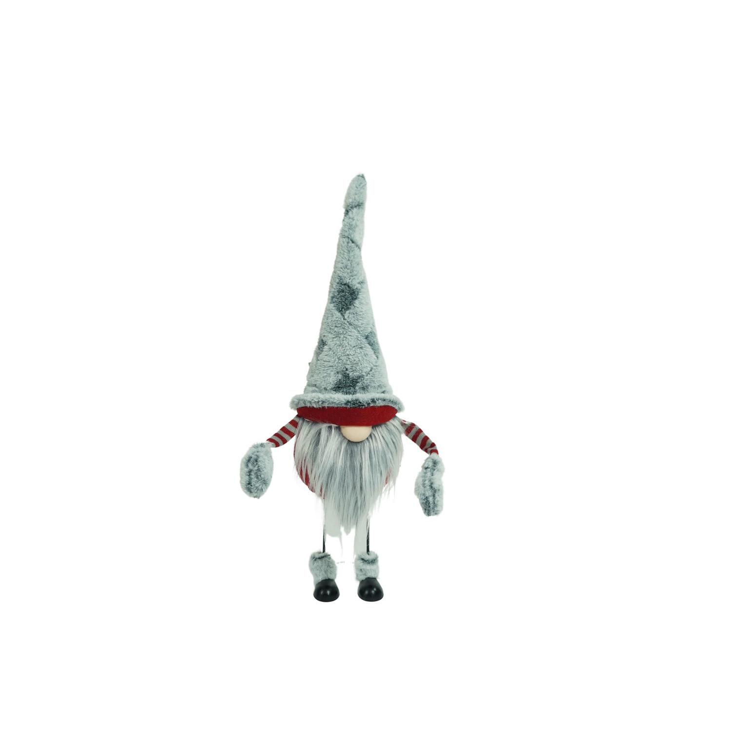 Ornament de Craciun gnom, Flippy, gri/rosu, textil, 55 cm