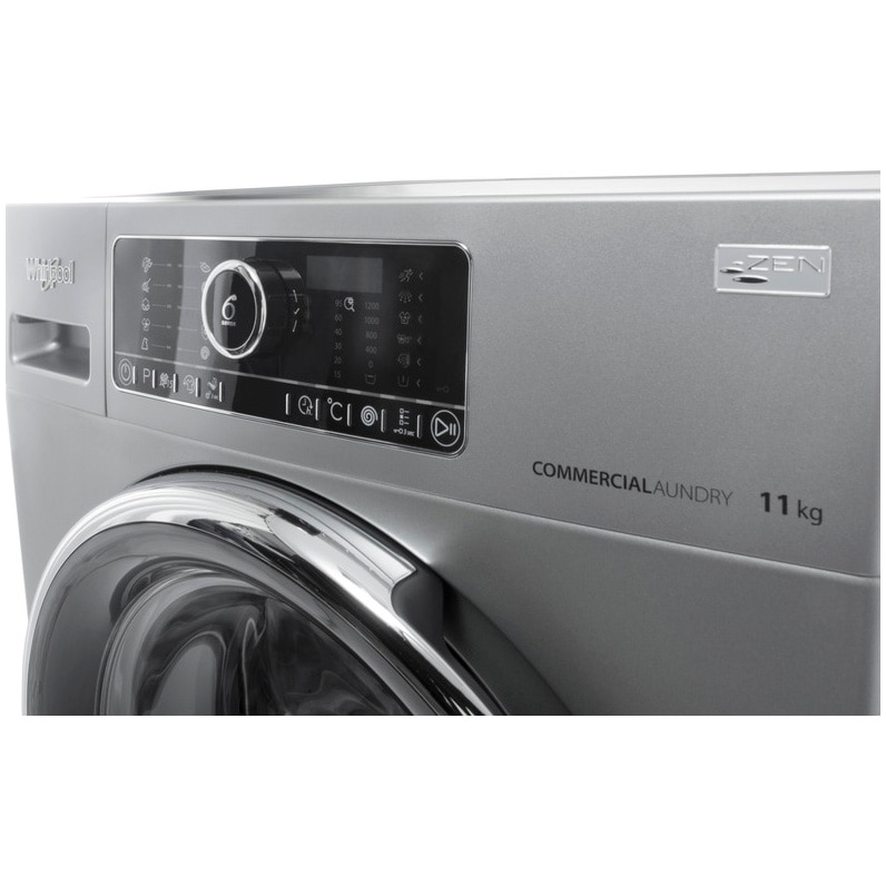 Masina de spalat rufe profesionala Whirlpool AWG 1112 S/PRO, 11 kg, 1200 RPM, Clasa A+++, 6th Sense, Direct Drive, Soft Move, Argintiu