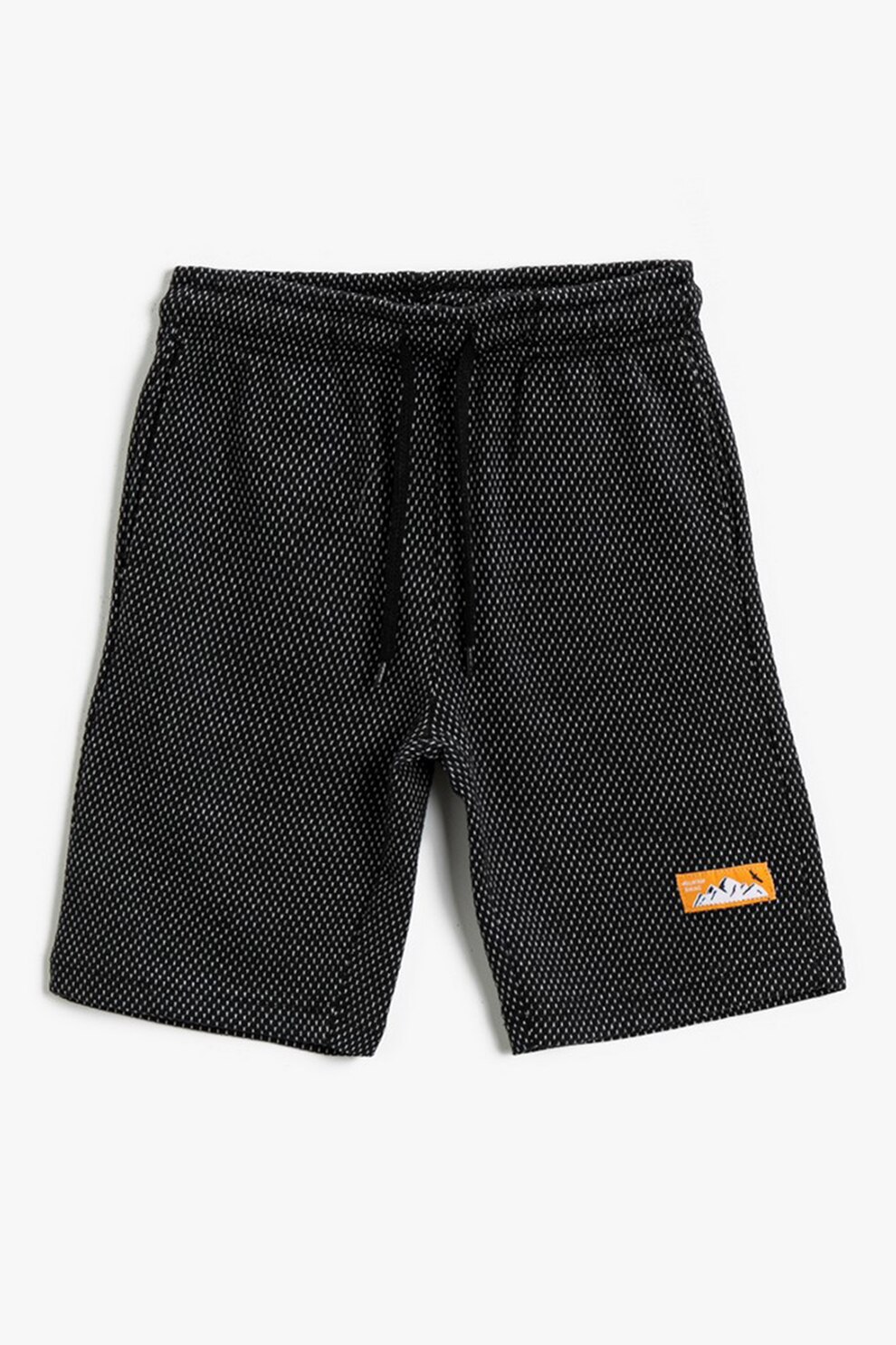 KOTON, Bermude texturate cu snur de ajustare si aplicatie, Negru/Alb