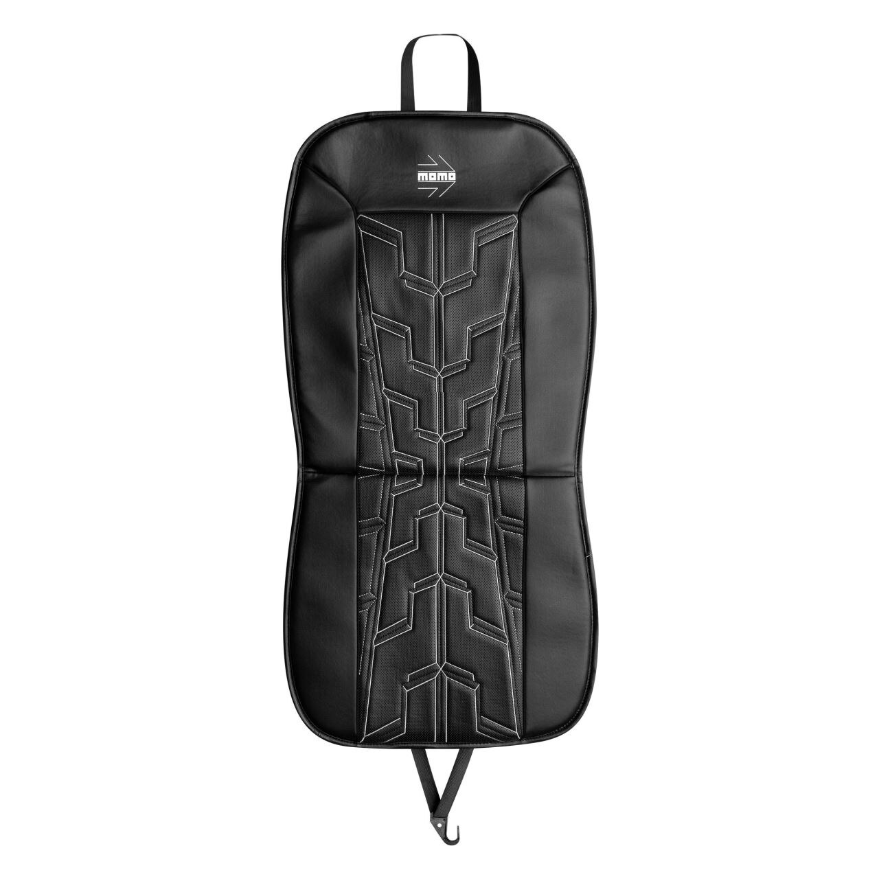 Husa scaun auto MOMO Race, din piele ecologica si perforata, negru cu ornamente gri