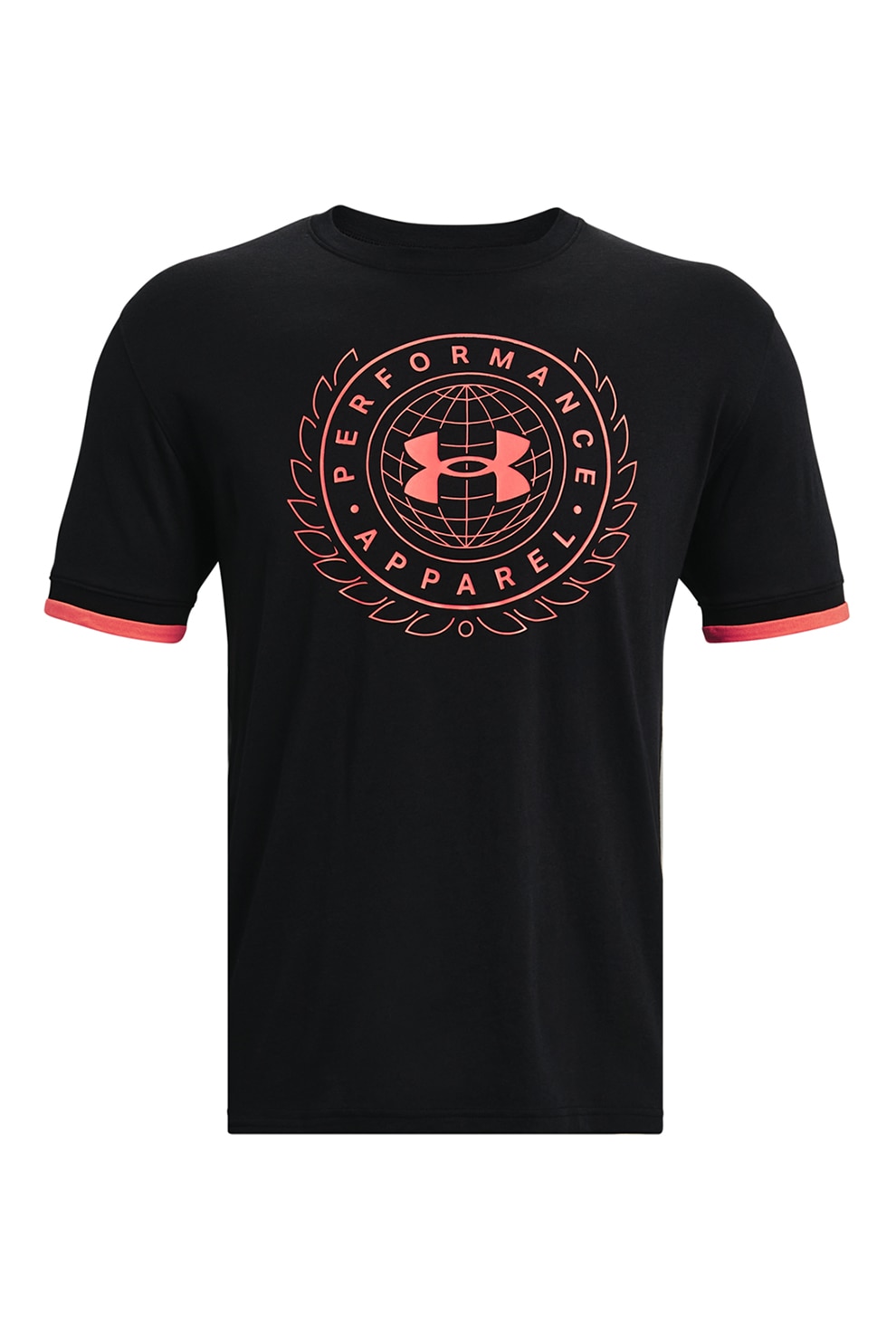 Under Armour, Tricou cu imprimeu pentru fitness Crest, Negru/Rosu vermilion