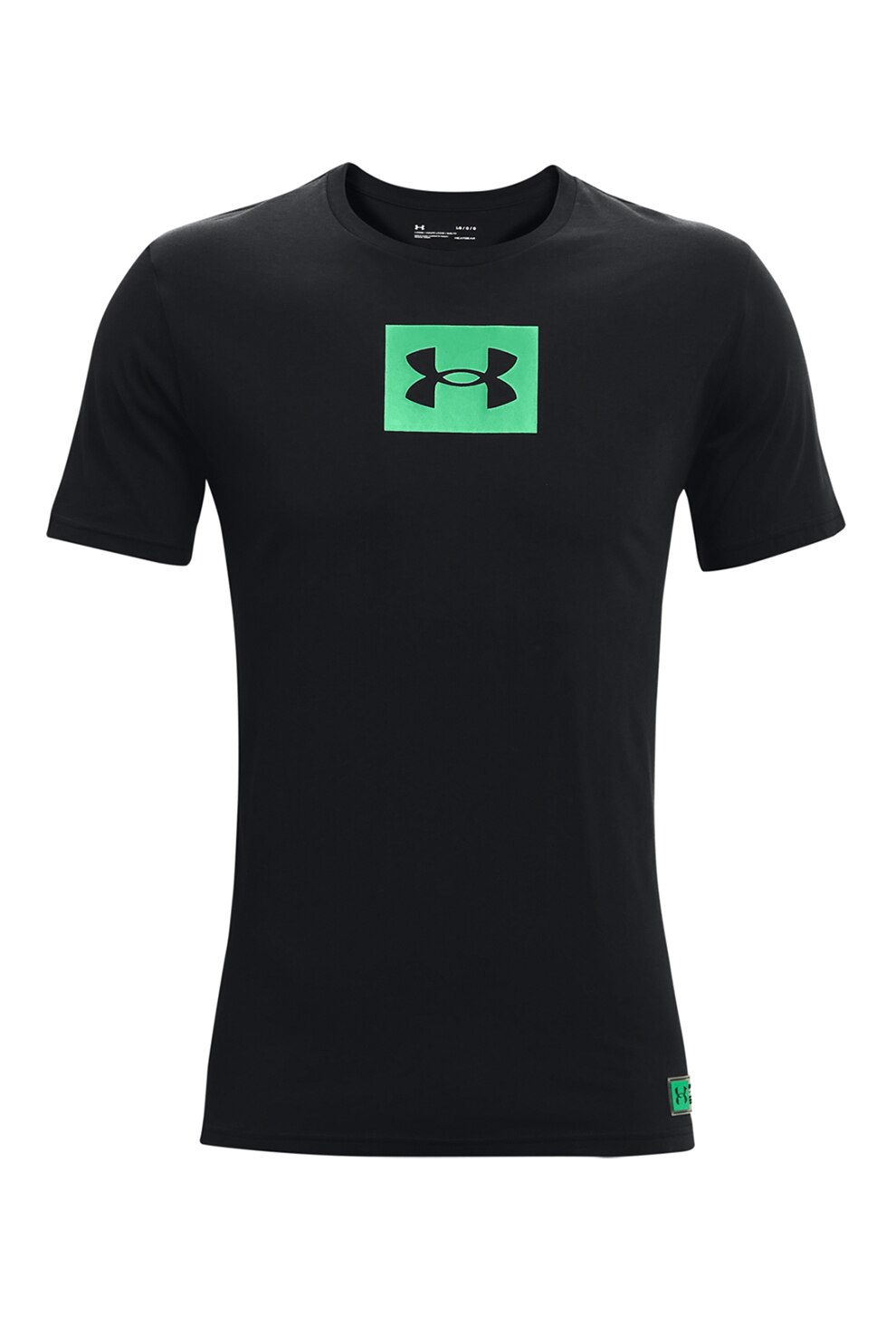 Under Armour, Tricou cu imprimeu logo pentru antrenament, Negru/Verde/Alb, L
