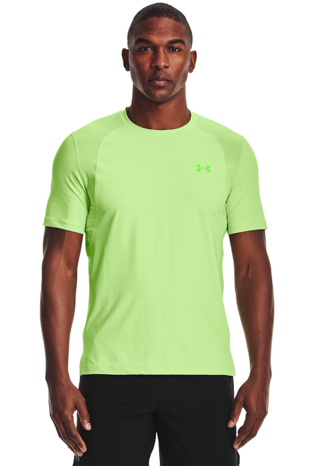 Under Armour, Tricou cu detaliu logo pentru alergare, Verde lime