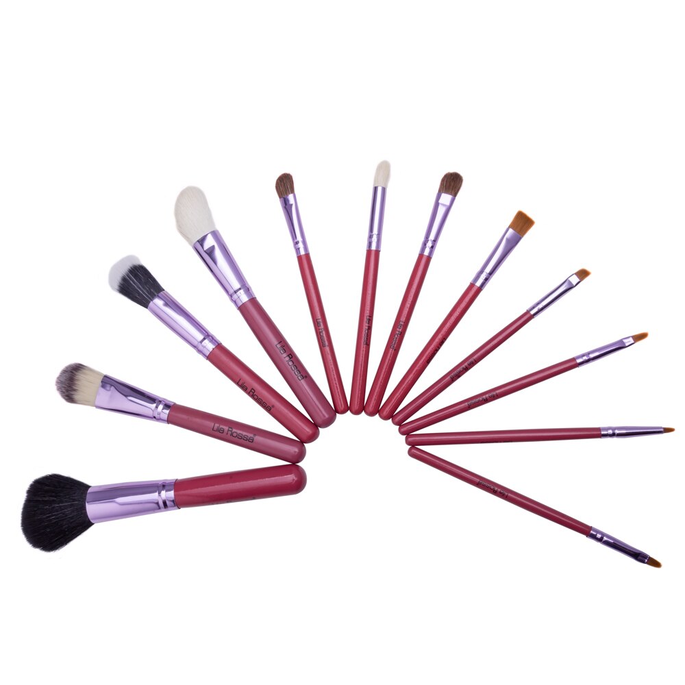 Set pensule makeup, Lila Rossa, in tub roz, 12 buc