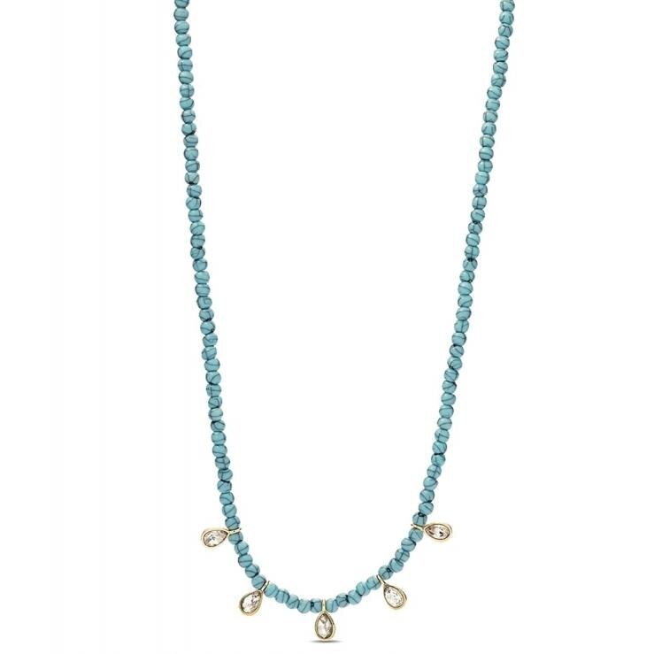 Colier Fossil Fashion JA7083710, Auriu, Albastru
