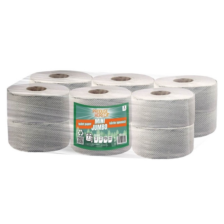 Hartie Igienica Mini Jumbo PH, 12Role/Set, 2 Straturi, Culoare Natur