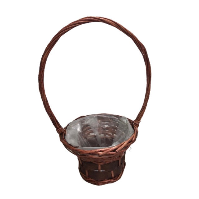 Cos de nuiele pentru flori, diametru 19 cm, culoare maro