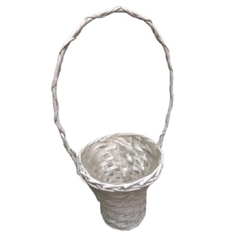 Cos de nuiele pentru flori, diametru 24 cm, culoare alb Cos de nuiele pentru flori, diametru 24 cm, culoare alb